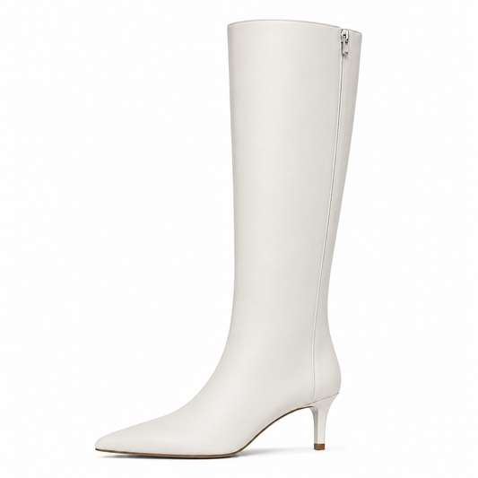 On 34th Rachelle Stovepipe Boots Bone Smooth Wide Calf 8.5M