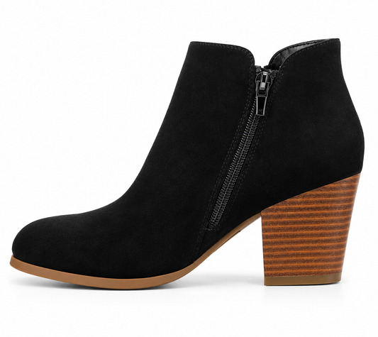 Style Co Masrinaa Block-Heel Ankle Boot Black Microsuede 6M