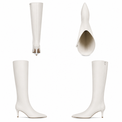 On 34th Rachelle Stovepipe Boots Bone Smooth Wide Calf 8.5M
