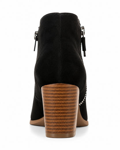 Style Co Masrinaa Block-Heel Ankle Boot Black Microsuede 6M