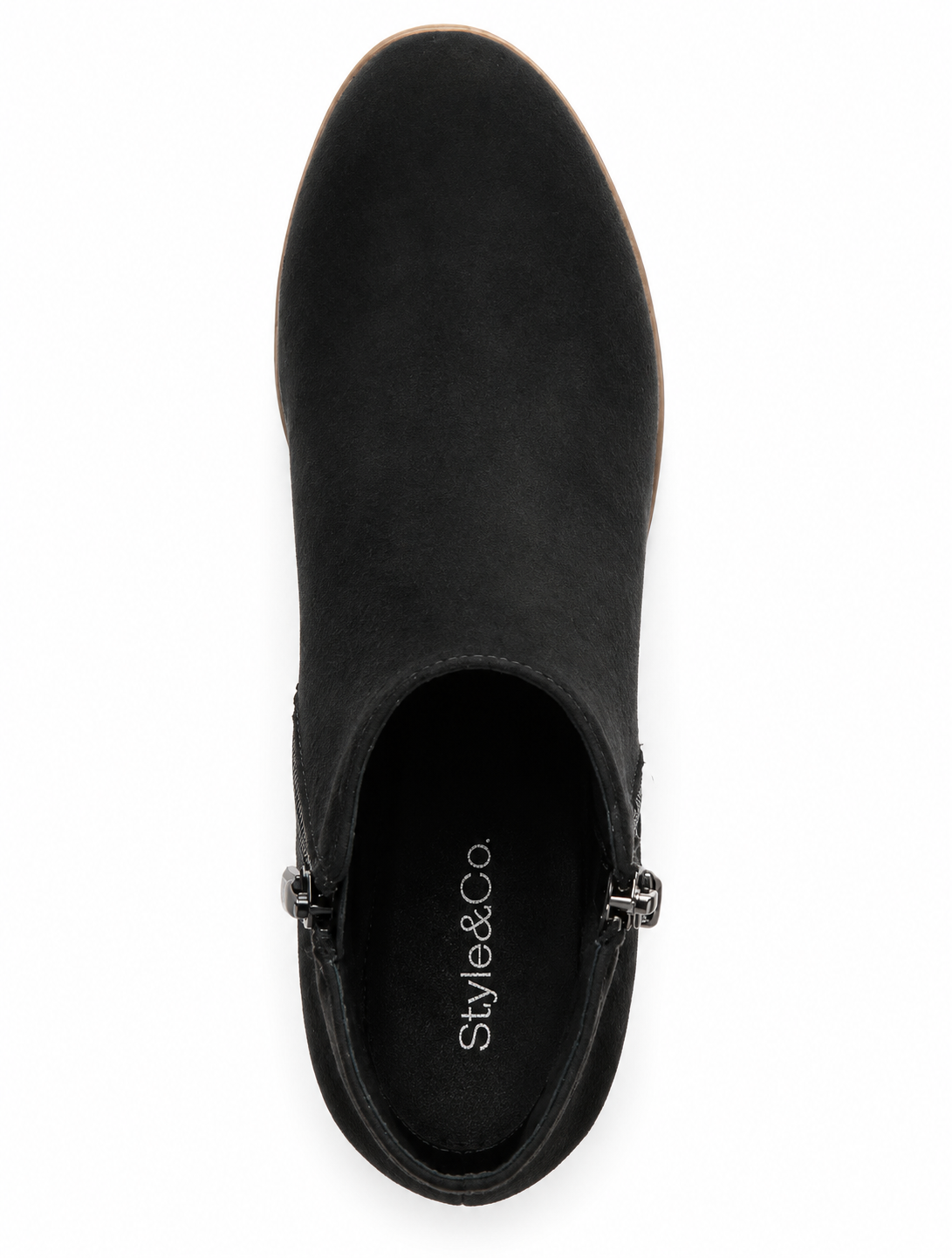 Style Co Masrinaa Block-Heel Ankle Boot Black Microsuede 6M
