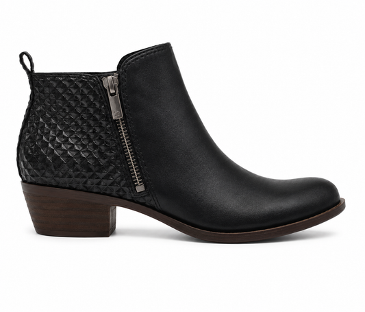 Lucky Brand Basel Booties Black Diamond Leather 7.5M