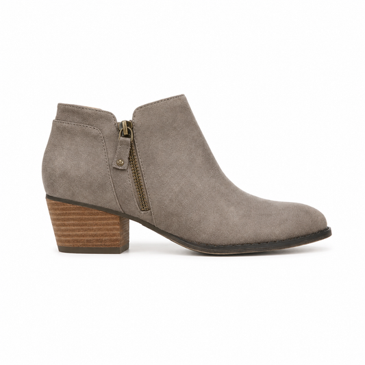 LifeStride Blake Zip Booties Ash Faux Leather 7.5W