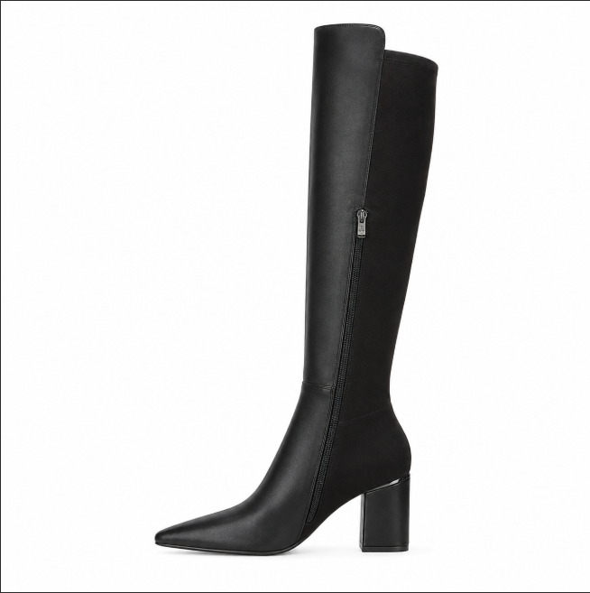 DKNY Women's Cilli Square-Toe Knee- Black 8.5M